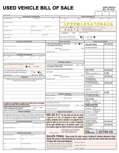 Used Vehicle Bill of Sale